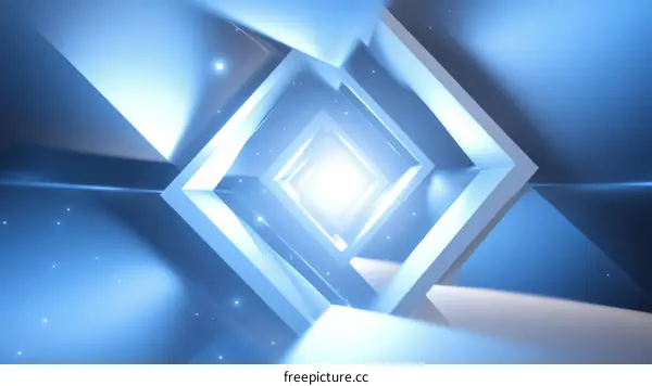 Abstract Blue Geometric Tunnel Illustration