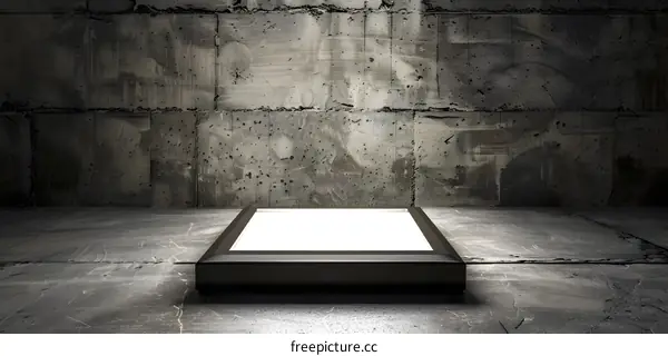 Black Frame on Concrete Wall Background