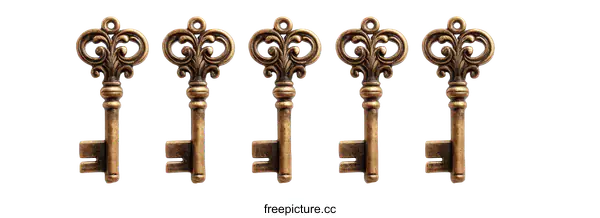 [Transparent Background PNG]Vintage Decorative Antique Bronze Keys