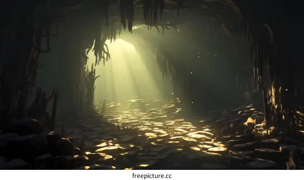 fantasy cave with glowing mushrooms