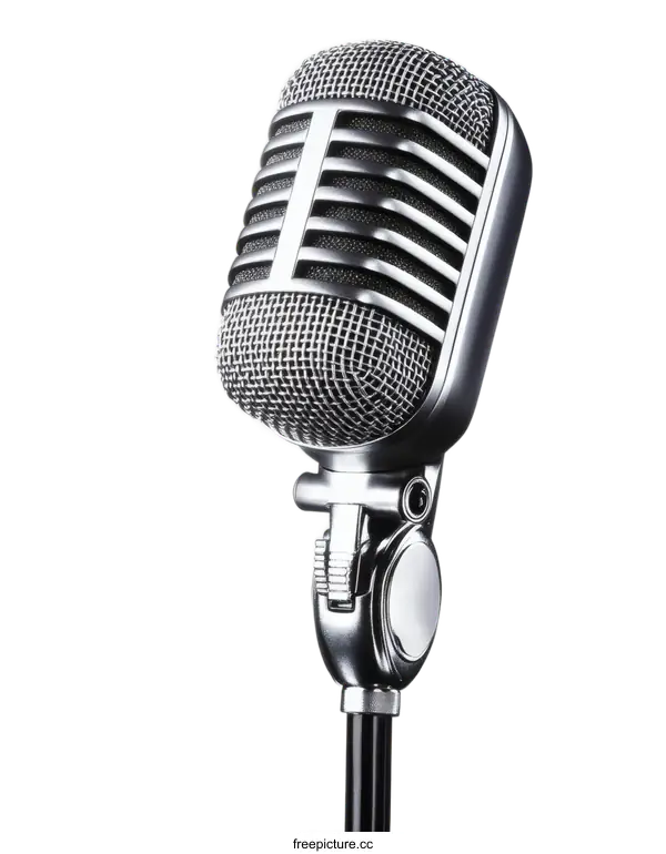 [Transparent Background PNG]Vintage Silver Microphone Studio Recording