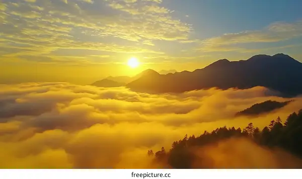 Sunrise Over Misty Mountains