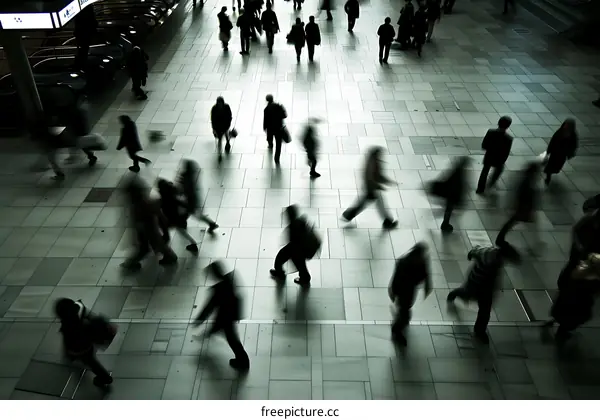 Blurred Motion of People Walking in a City