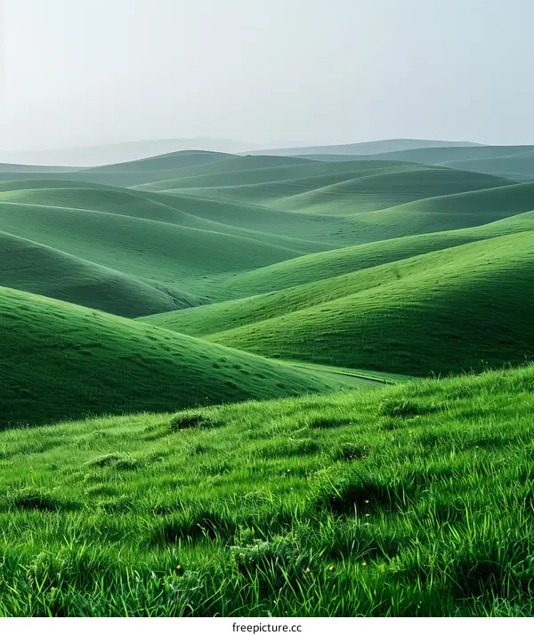 Serene Rolling Green Hills Under a Blue Sky