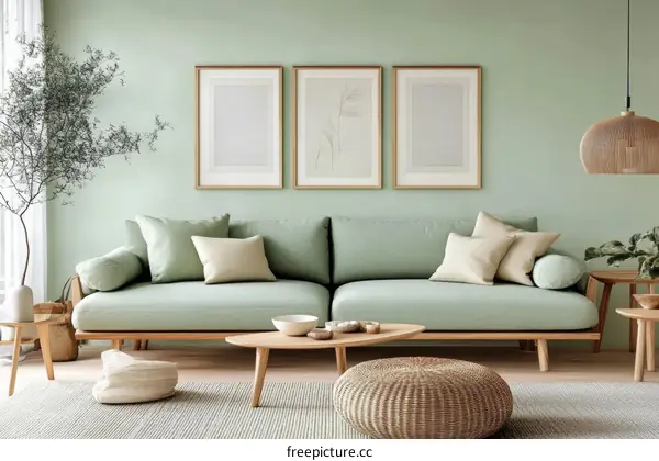 Modern Minimalist Green Living Room Interior Design