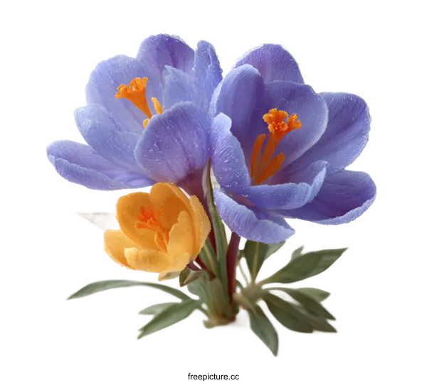[Transparent Background PNG]Beautiful Spring Crocus Flowers in Close-up