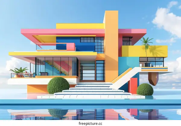 Colorful and Playful Modern House Exterior Design