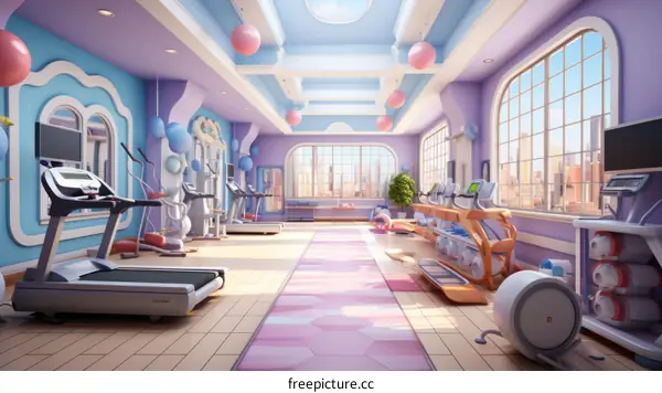 A pastel renkli spor salonu