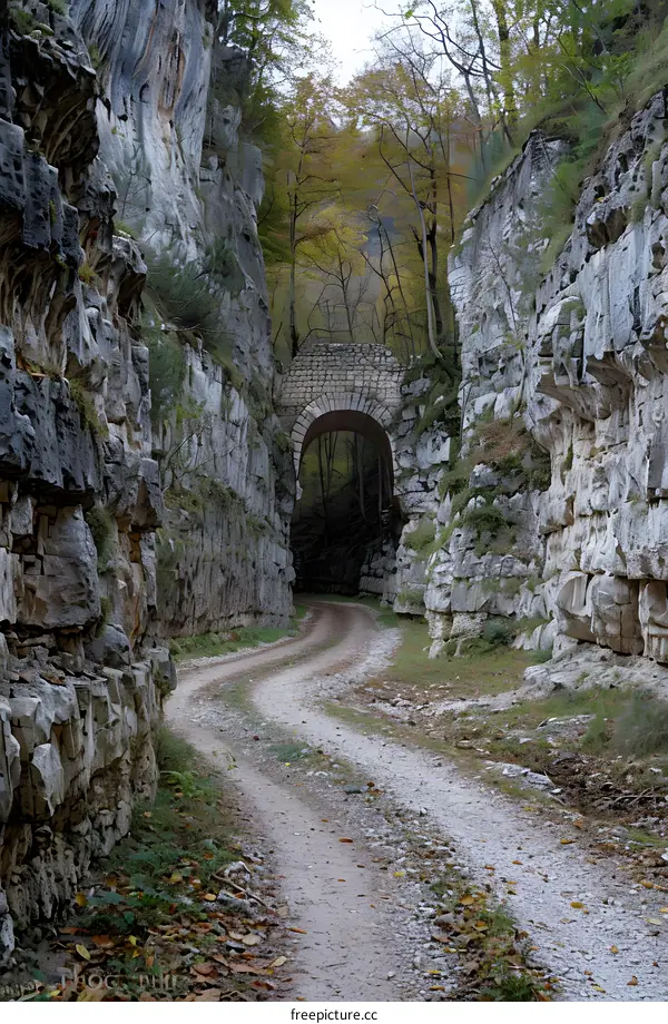 Stone Archway Path Through Rocky Canyon