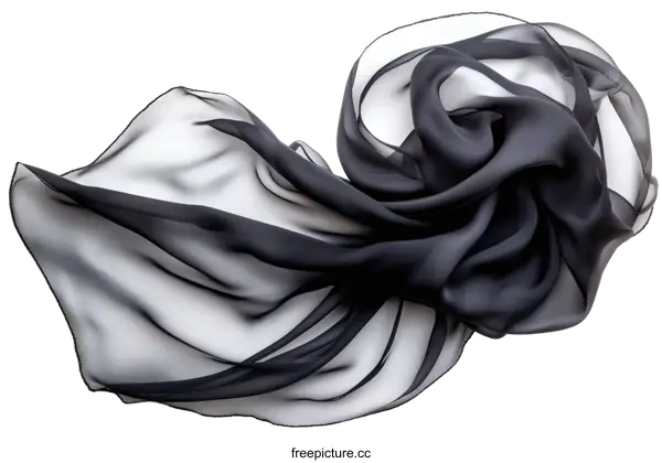 [Transparent Background PNG]Elegant Black Sheer Fabric Drape