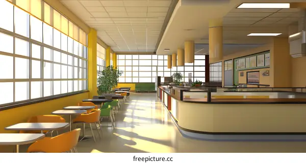 Modern Yellow and Green Color Scheme Restaurant Interior Design