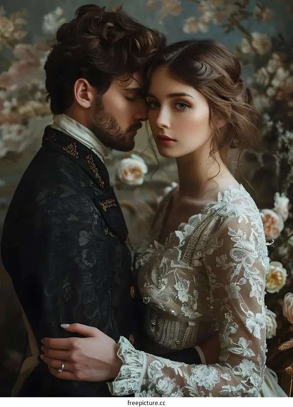 A couple dressed in period costume