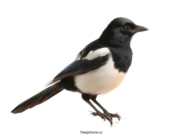 [Transparent Background PNG]Closeup of a Eurasian Magpie on a Branch