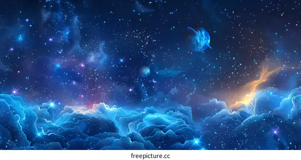 Awesome Nebula and Planets Shining in Space