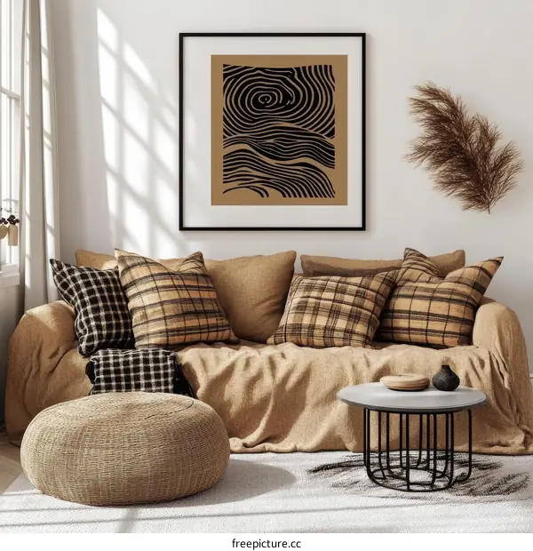 Modern Abstract Art Print on Beige Background