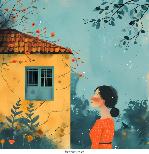 girl standing outside the house