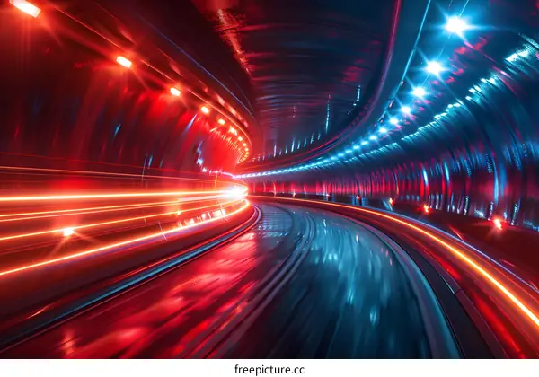 The Glowing Red and Blue Tunnel