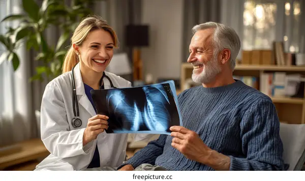 Doctor Discussing X-Ray with Patient
