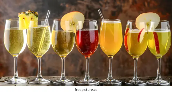 Sparkling Apple and Pineapple Cocktails