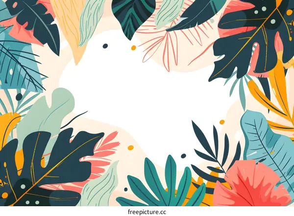 Tropical Leaves Pattern Illustration Background