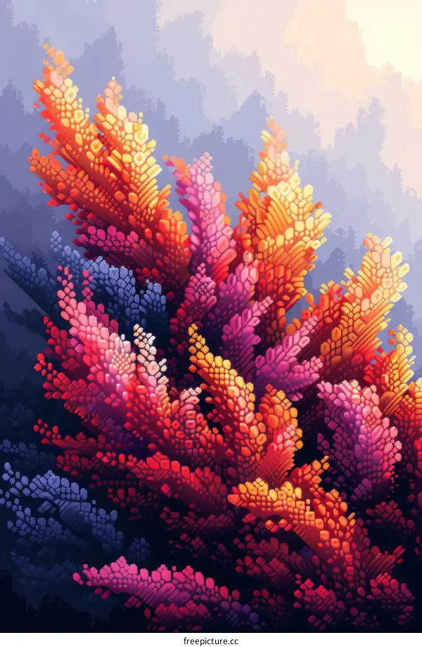 Colorful 3D rendering of a coral reef