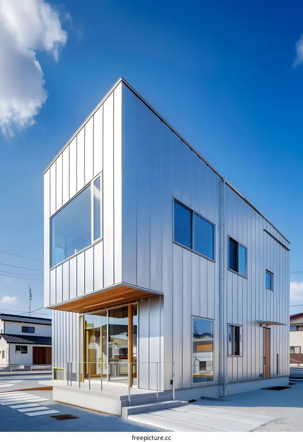 Modern House With Metal Siding and Large Windows