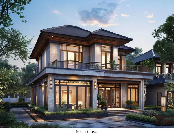 Modern Chinese Style Mansion Exterior