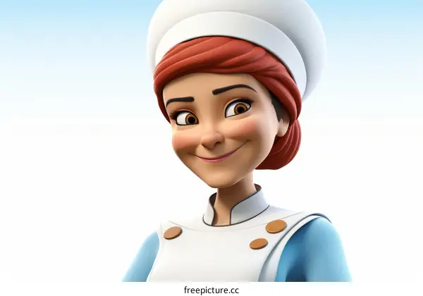 3D illustration of a female chef