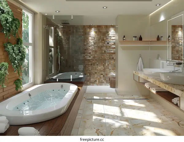 Modern Spa Bathroom Interior Design Illustration