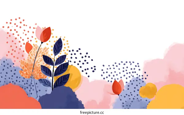 Abstract Floral Design with Watercolor Texture