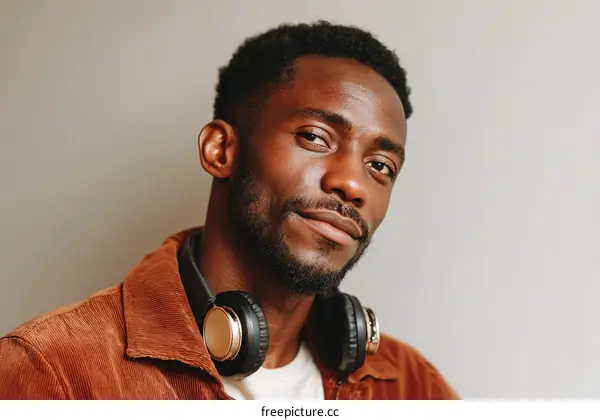 Close Up Portrait of a Man with Headphones