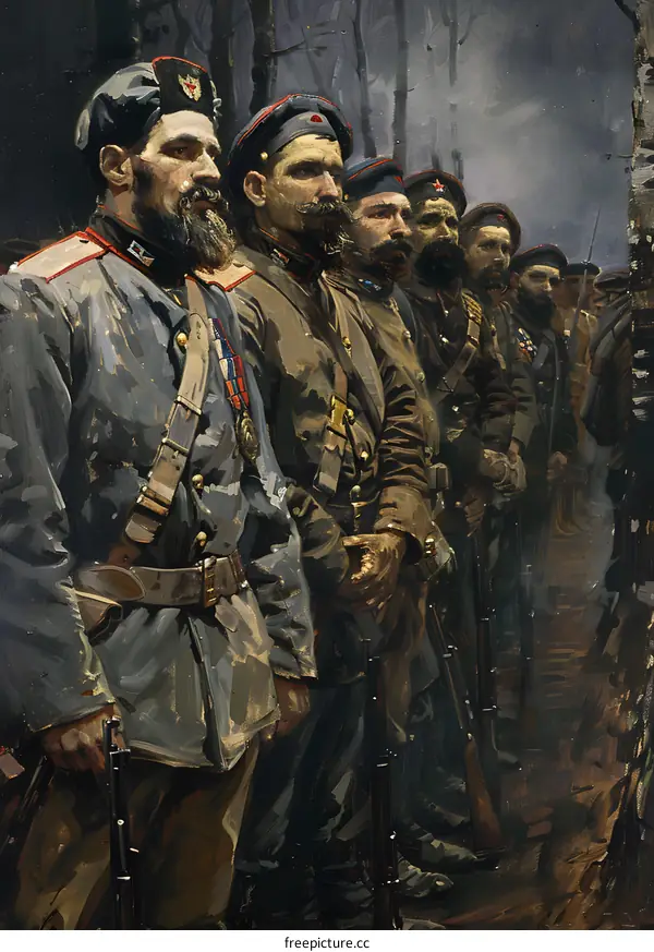 Russian Soldiers in the Forest During World War I