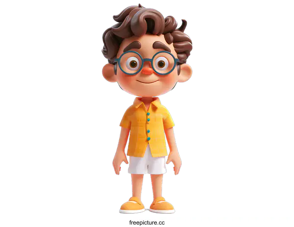 [Transparent Background PNG]3d rendering of a cute cartoon boy