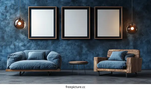 Modern Living Room Interior Design with Empty Frames