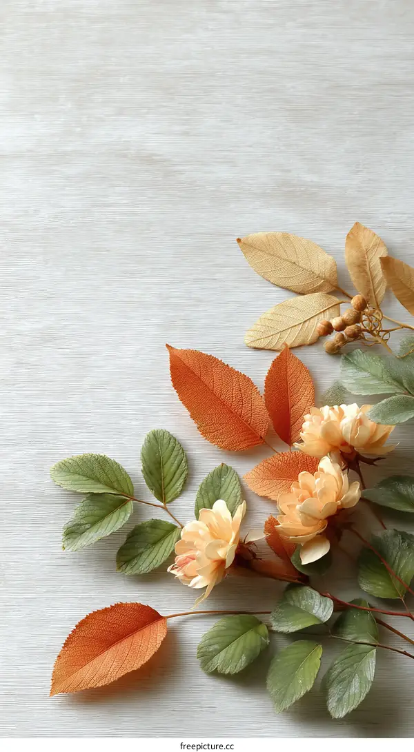 Autumnal Floral Arrangement on Light Wood