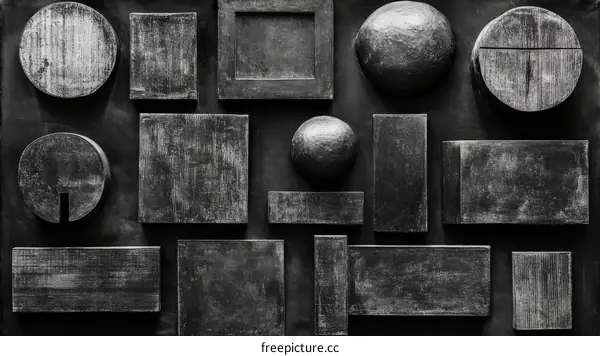 Abstract Geometric Shapes Composition on Dark Background