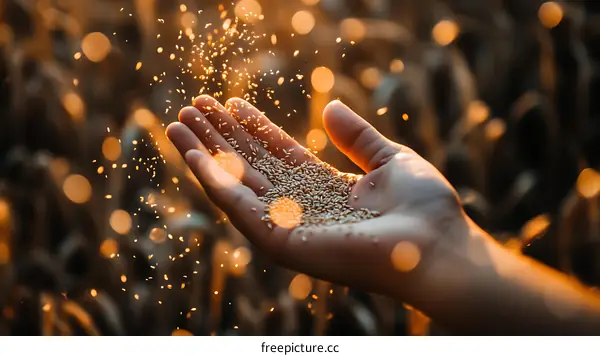 Handful of Seeds in Golden Sunlight