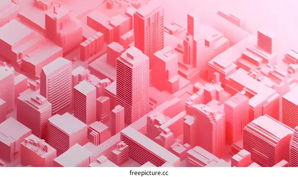 Pink Cityscape 3D Abstract Minimalist Design
