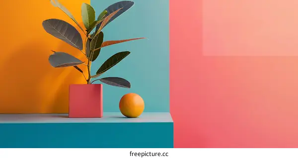 Orange Plant Pot Minimalist Still Life Photography