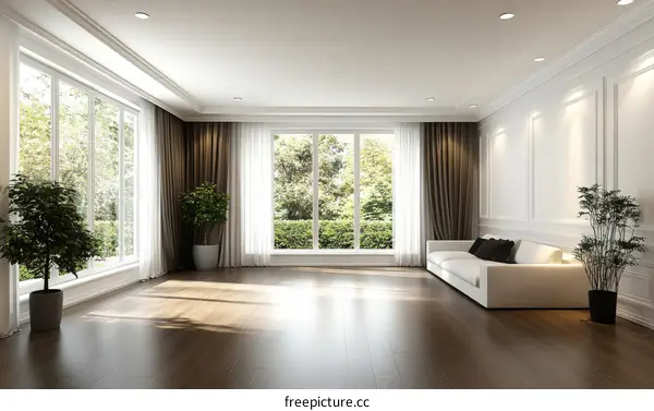 Modern Classic Empty Living Room Interior Design