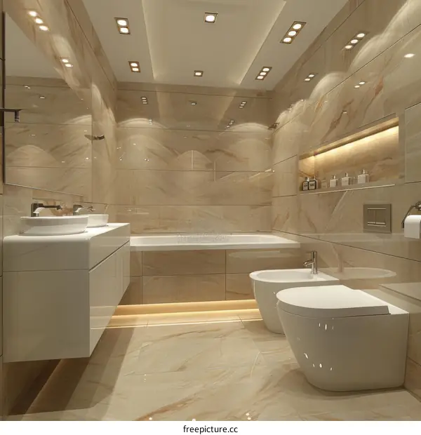 Modern Luxury Bathroom Design with Elegant Tiles