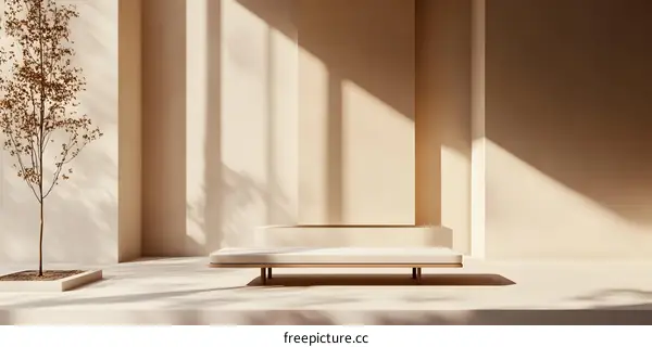 Minimalist Interior Design with Beige Tones and Sunlight