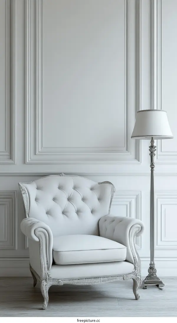 Elegant White Armchair in a Classic Interior Design
