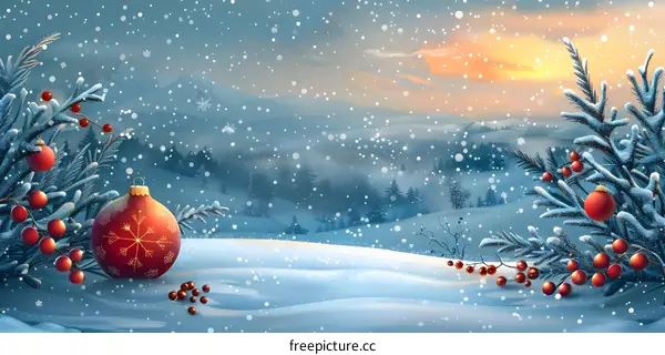 Christmas Snow Scene Illustration