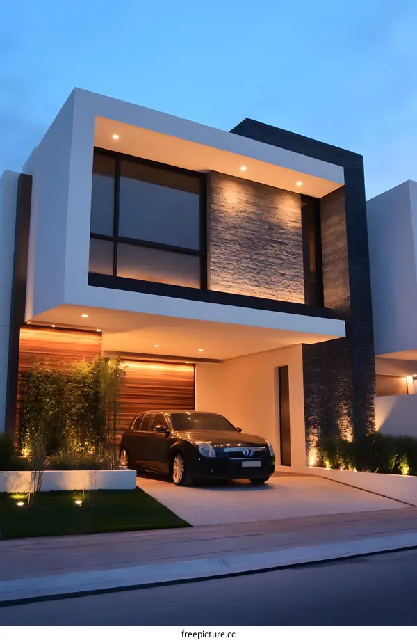 Modern Home with Garage and Landscaping