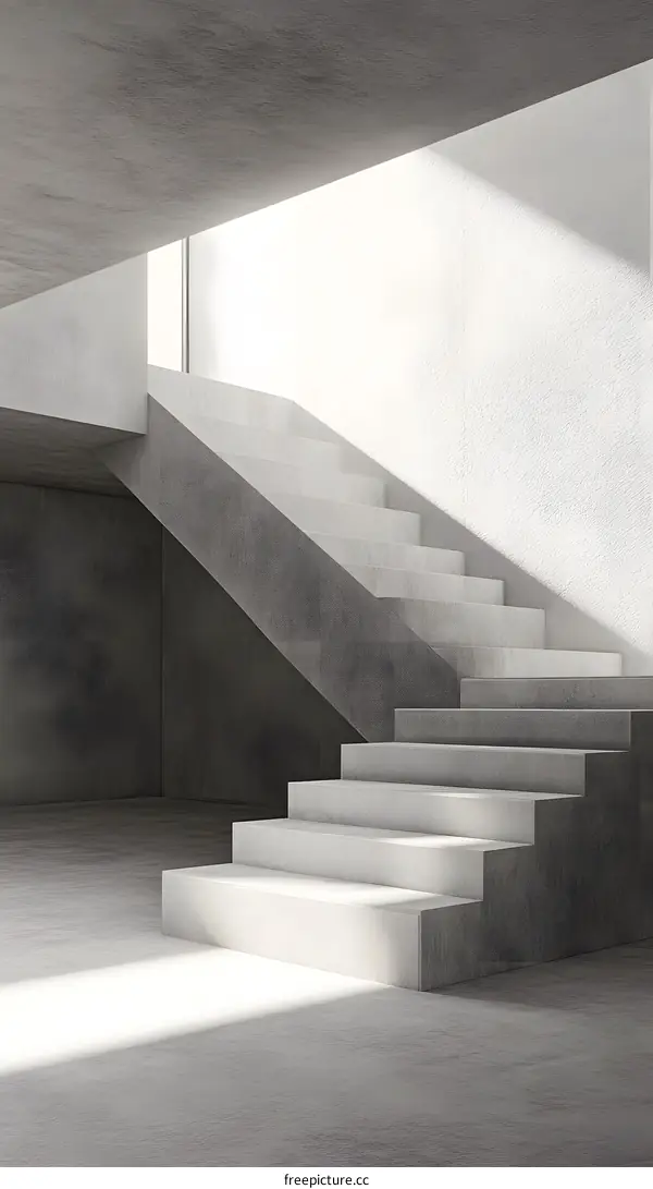 Modern Concrete Staircase with Sunlight