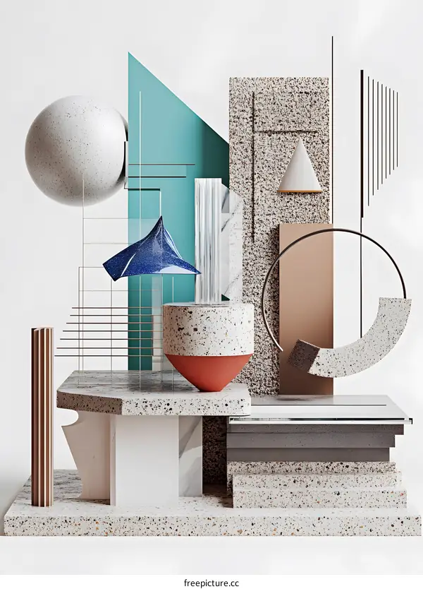 Abstract Geometric Shapes in 3D Rendering