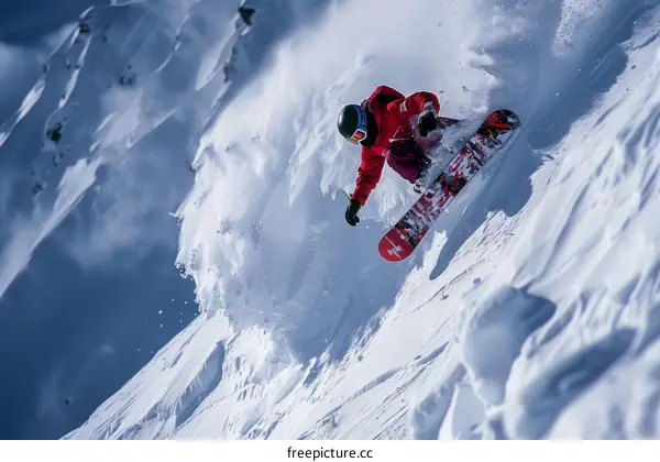 Snowboarder Jumps Off Cliff