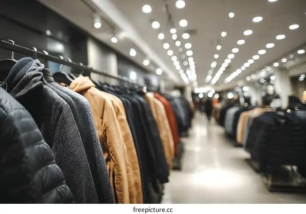 Clothing Store Interior with Customers