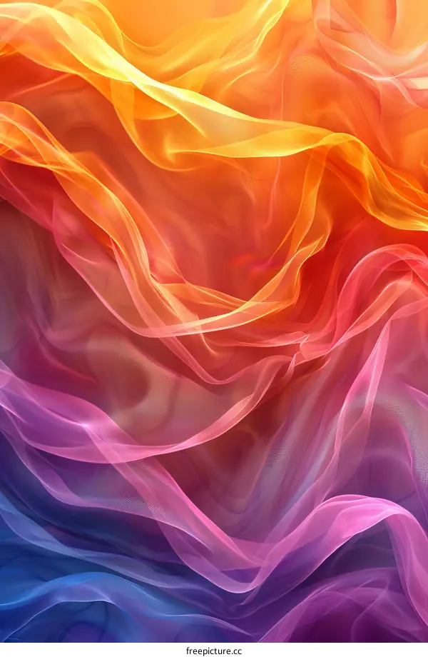Flowing Hues: Waves of Vibrant and Ethereal Silk